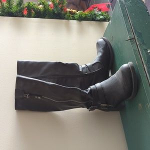 Black knee high riding boots